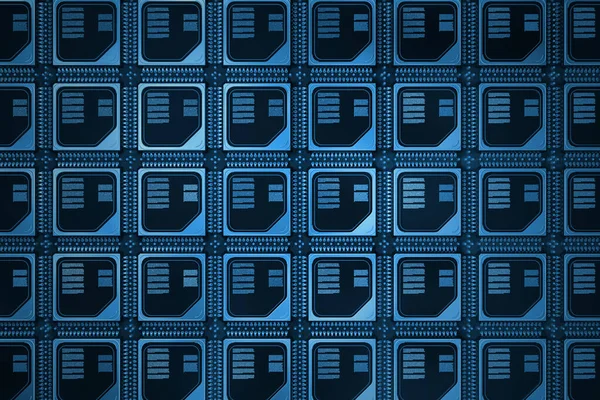 Bilgisayar Sunucusu Konsepti Mavi Anahtar Yakın Çekimde Mikroçip Işlemcili Silikon — Stok fotoğraf