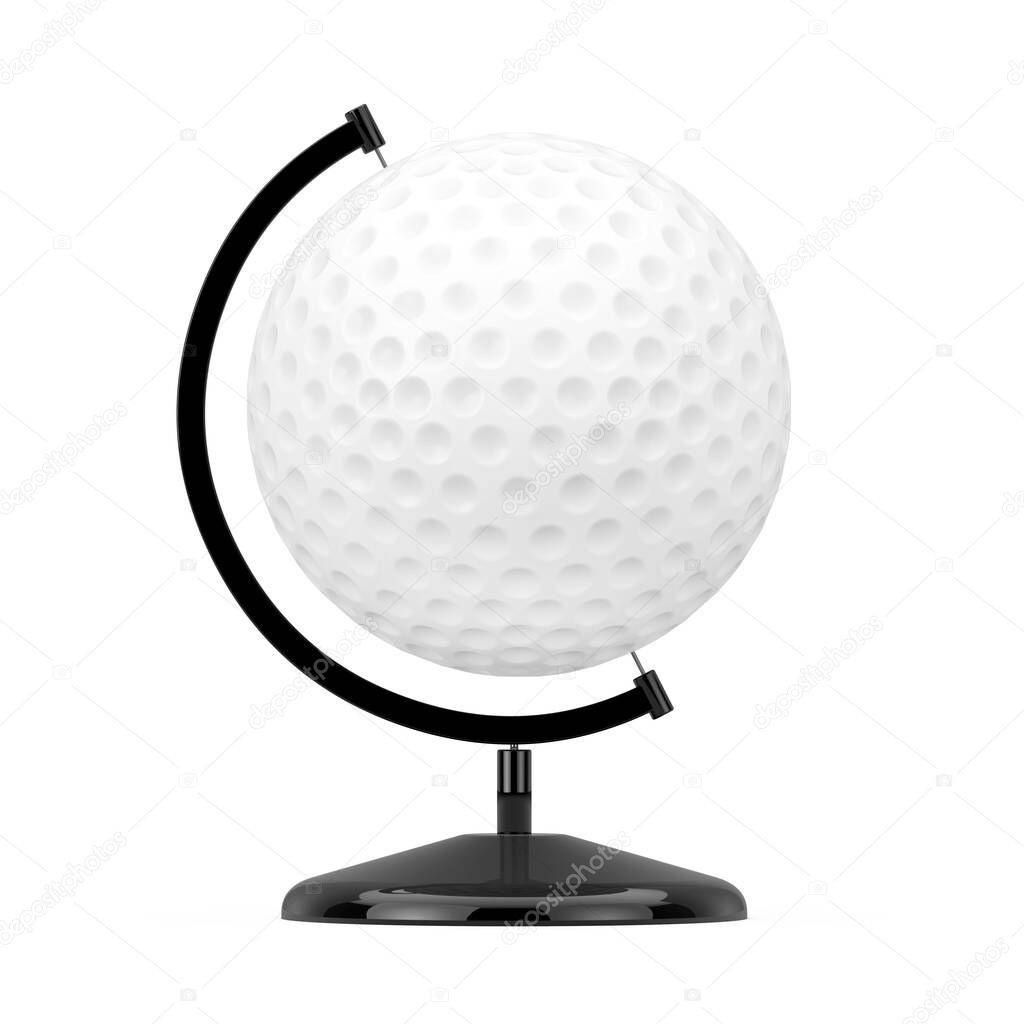 Golf Ball in the Shape of Earth Globe on a white background. 3d Rendering