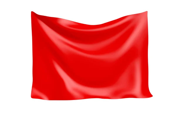 Banner Tecido Têxtil Banner Pano Vermelho Pendurado Com Espaço Branco — Fotografia de Stock