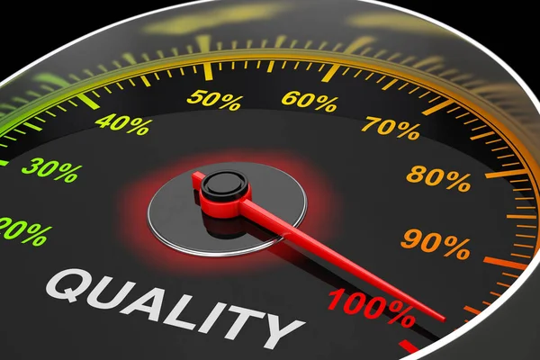 Speedometer Quality Level Meter Extreme Closeup Rendering — Stock Photo, Image