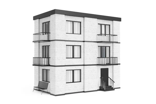 Fastighetskoncept City Town White Brick House Byggnad Vit Bakgrund Konvertering — Stockfoto
