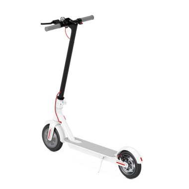 Beyaz arka planda White Modern Eco Electric Tekme Scooter. 3d Hazırlama