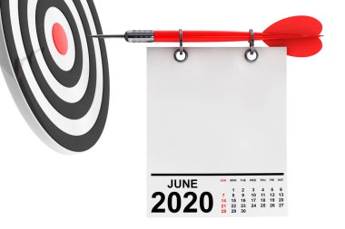 Takvim Haziran 2020 Boş Not Kağıdı üzerinde Hedef Tasarımınız İçin Boş Alan. 3d Hazırlama