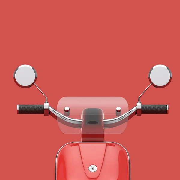 Rotes Klassisches Retro Motorrad Oder Elektroroller Lenker Nahaufnahme Auf Rotem — Stockfoto