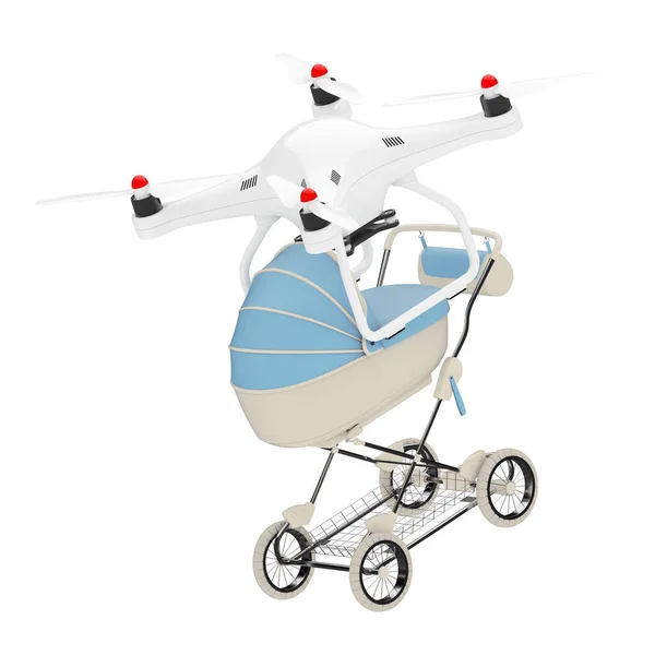 Nieuwe Baby Geboren Concept Air Drone Leveren Van Moderne Blauwe — Stockfoto