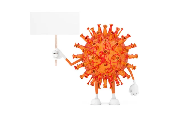 Cartoon Coronavirus Covid Maskottchen Person Charakter Mit Leeren Weißen Leeren — Stockfoto