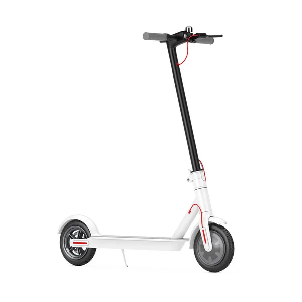 Beyaz Arka Planda White Modern Eco Electric Tekme Scooter Hazırlama — Stok fotoğraf