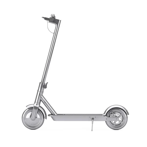 Silver Modern Eco Electric Kick Scooter Een Witte Achtergrond Rendering — Stockfoto
