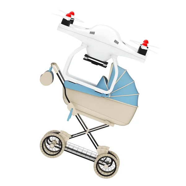 Nieuwe Baby Geboren Concept Air Drone Leveren Van Moderne Blauwe — Stockfoto