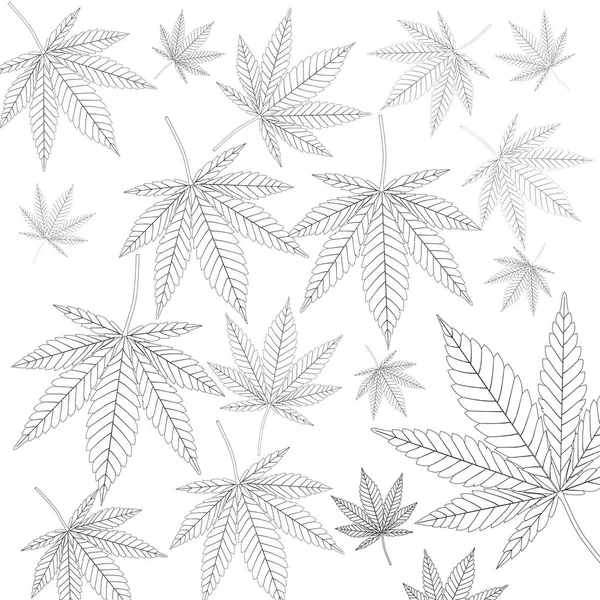 Black White Medical Cannabis Lämnar Mönster Bakgrund Extrem Närbild Konvertering — Stockfoto