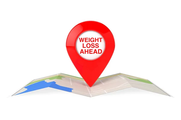 Weight Loss Ahead Red Map Pointer Pin Über City Map — Stockfoto