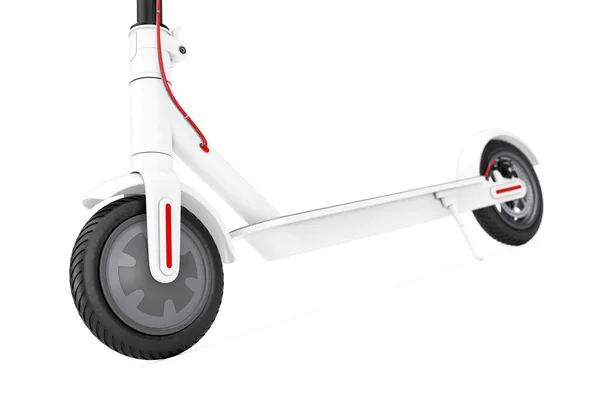Beyaz Modern Eko Elektrik Tekme Scooter Beyaz Arka Planda Aşırı — Stok fotoğraf