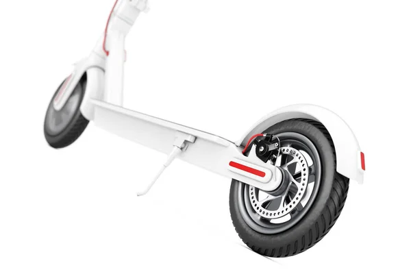 Beyaz Modern Eko Elektrik Tekme Scooter Beyaz Arka Planda Aşırı — Stok fotoğraf
