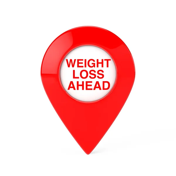 Weight Loss Ahead Red Map Pointer Pin White Background Rendering — Stock Photo, Image