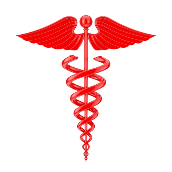 Beyaz Arka Planda Kırmızı Medikal Caduceus Sembolü Hazırlama — Stok fotoğraf