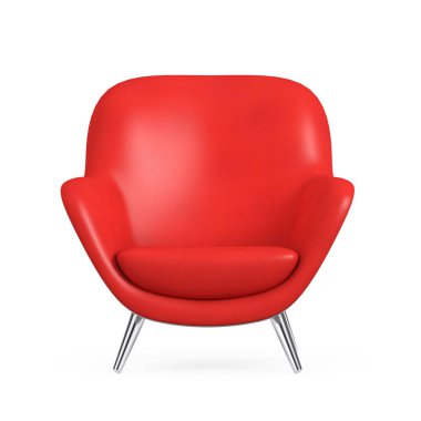 Kırmızı Modern Deri Oval Shape Beyaz arka planda Gevşek Sandalye. 3d Hazırlama