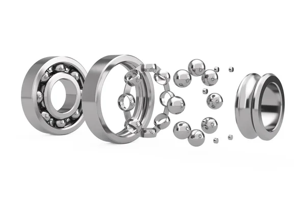 Set Shiny Chrome Steel Ball Bearings One Cut Outed Visible — Stock Photo, Image