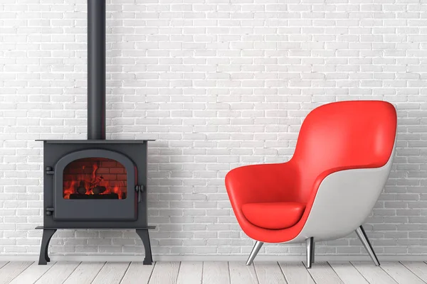 Moderner Relax Stuhl Aus Holz Mit Ovaler Form Aus Weißem — Stockfoto