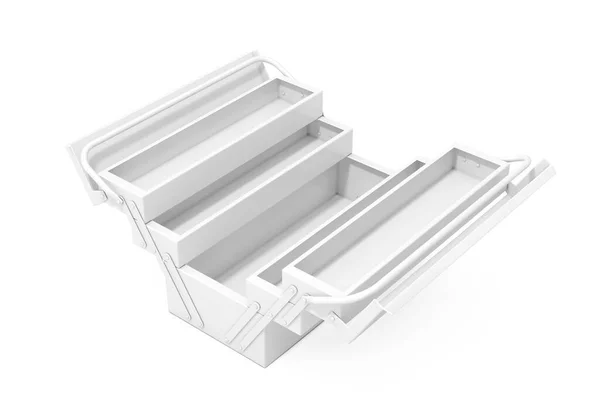 White Metal Classic Toolbox Clay Style Λευκό Φόντο Απόδοση — Φωτογραφία Αρχείου