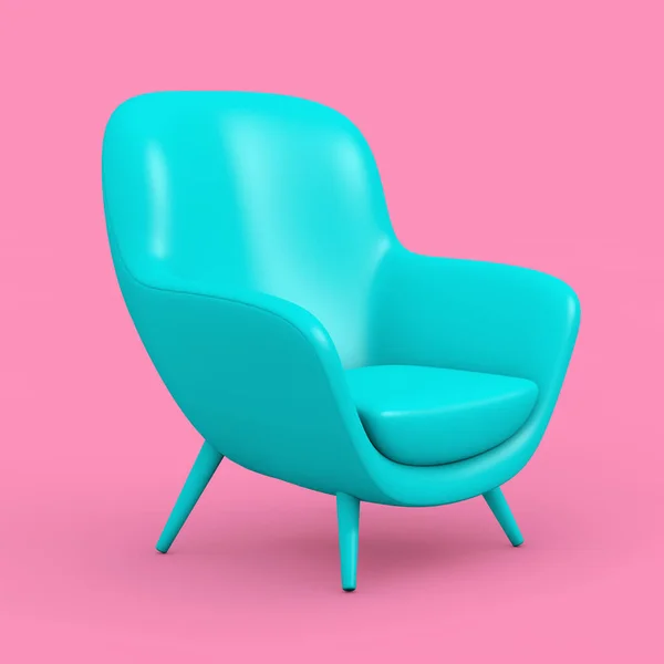 Mavi Deri Oval Shape Gevşek Sandalye Duotone Style Pembe Arka — Stok fotoğraf