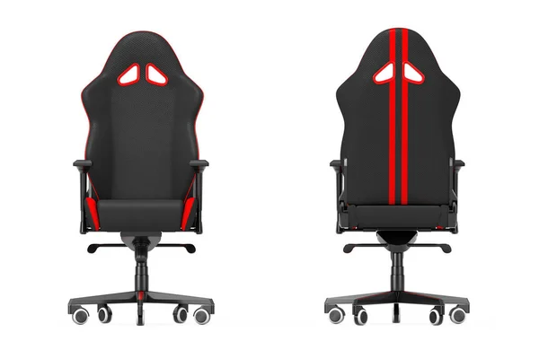 Professionele Moderne Zwarte Rode Computer Gaming Fauteuil Een Witte Achtergrond — Stockfoto