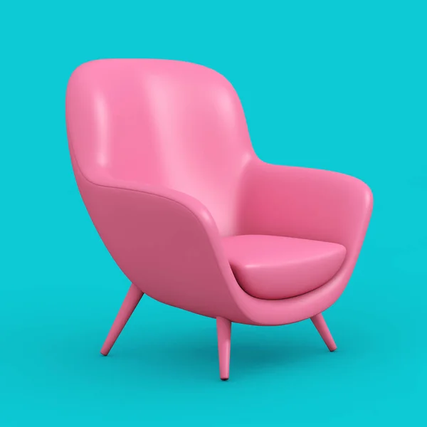 Pink Modern Leather Oval Shape Relax Chair Duotone Style Blue — Stock Photo, Image