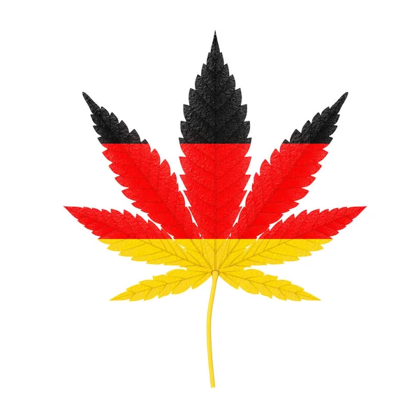 Lékařská Marihuana Nebo Konopný List Německem Vlajkové Barvy Bílém Pozadí — Stock fotografie