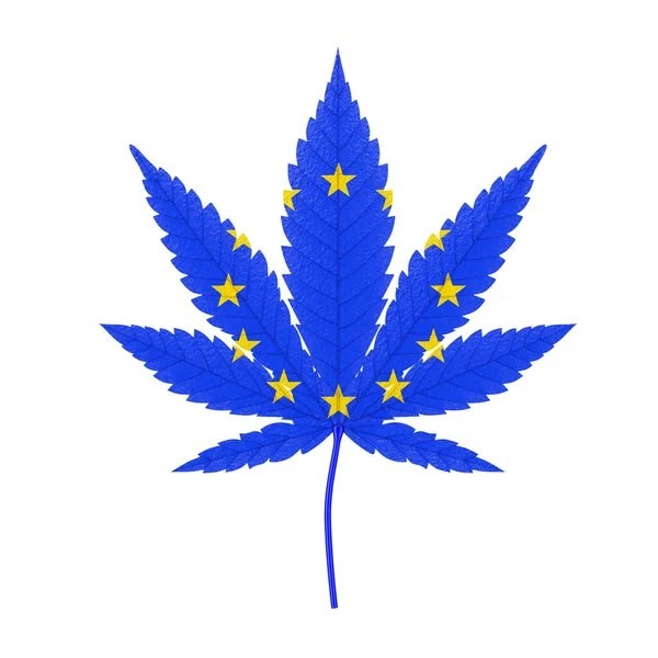 Medicinsk Marijuana Eller Cannabis Hampa Blad Med Europeiska Unionens Flagga — Stockfoto