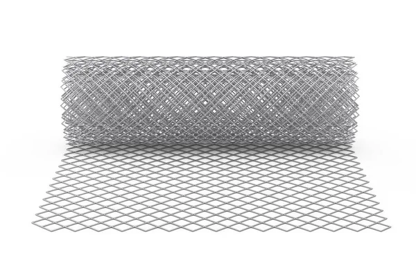 Wire Metal Fence Roll Vit Bakgrund Konvertering — Stockfoto