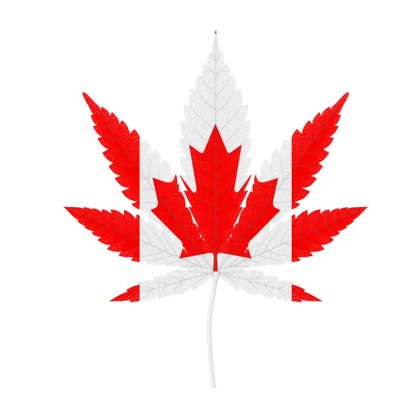 Marihuana Medicinal Hoja Cáñamo Cannabis Con Bandera Canadá Colores Sobre — Foto de Stock