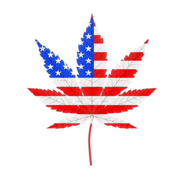 Marijuana Medicinal Cannabis Folha Cânhamo Com Eua Bandeira Cores Sobre — Fotografia de Stock
