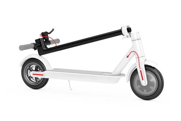 Beyaz Arka Planda Katlanır Beyaz Modern Eko Elektrikli Tekme Scooter — Stok fotoğraf