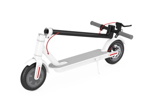 Dobrado Branco Moderno Eco Electric Kick Scooter Fundo Branco Renderização — Fotografia de Stock