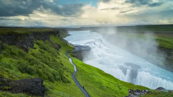 Gullfoss waterval, IJsland — Stockvideo