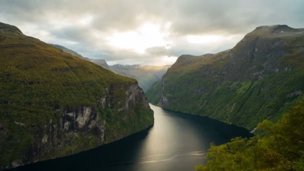 Geirangerfjord in the Evening — Stock Video