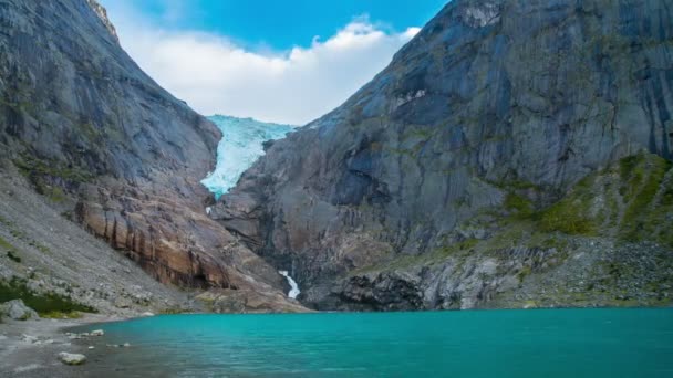 Briksdal-Gletscher in Norwegen — Stockvideo
