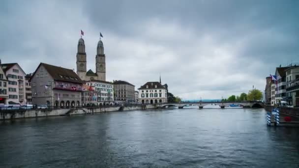 Gray day in Zurich, Switzerland — Stock Video