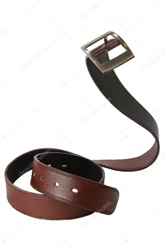 brown belt on white background