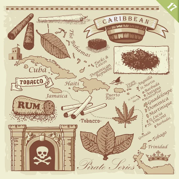 Set de ilustraciones piratas — Vector de stock