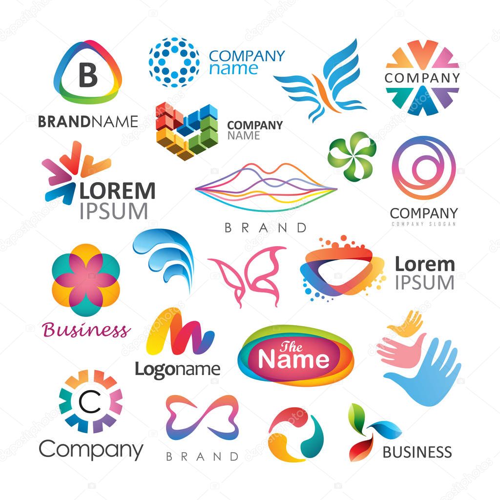 Vector set of various abstract elements for logo design.