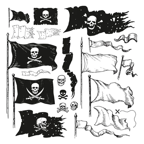 Pirate flag set — Stock Vector