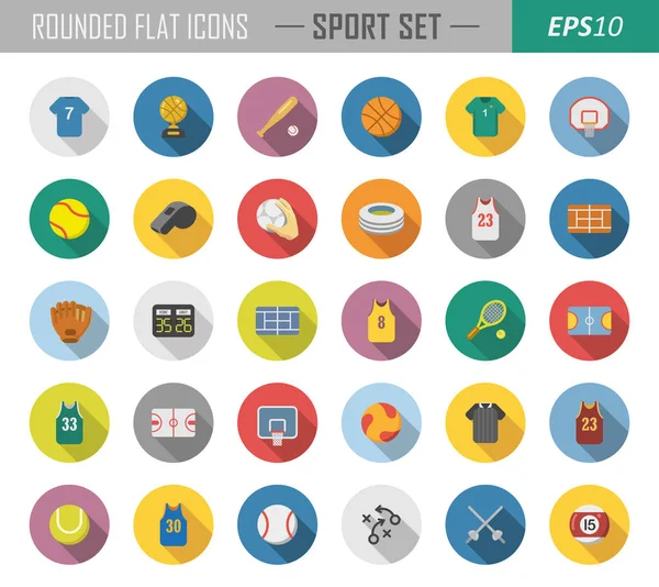 Iconos de deporte plano redondeado — Vector de stock