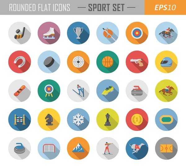 Iconos de deporte plano redondeado — Archivo Imágenes Vectoriales