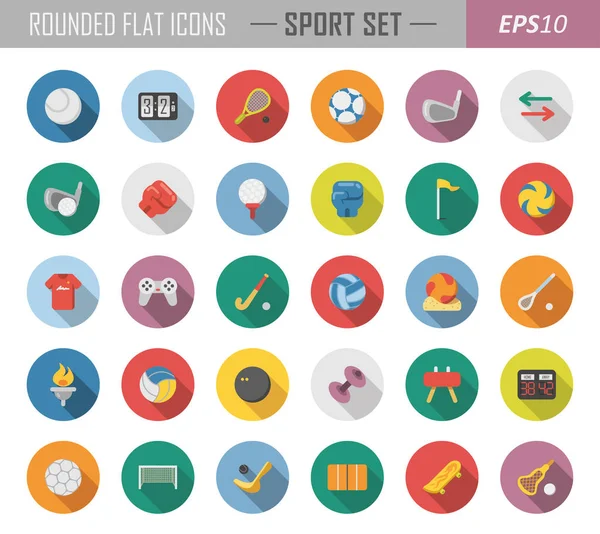 Platte sport pictogrammen afgerond — Stockvector