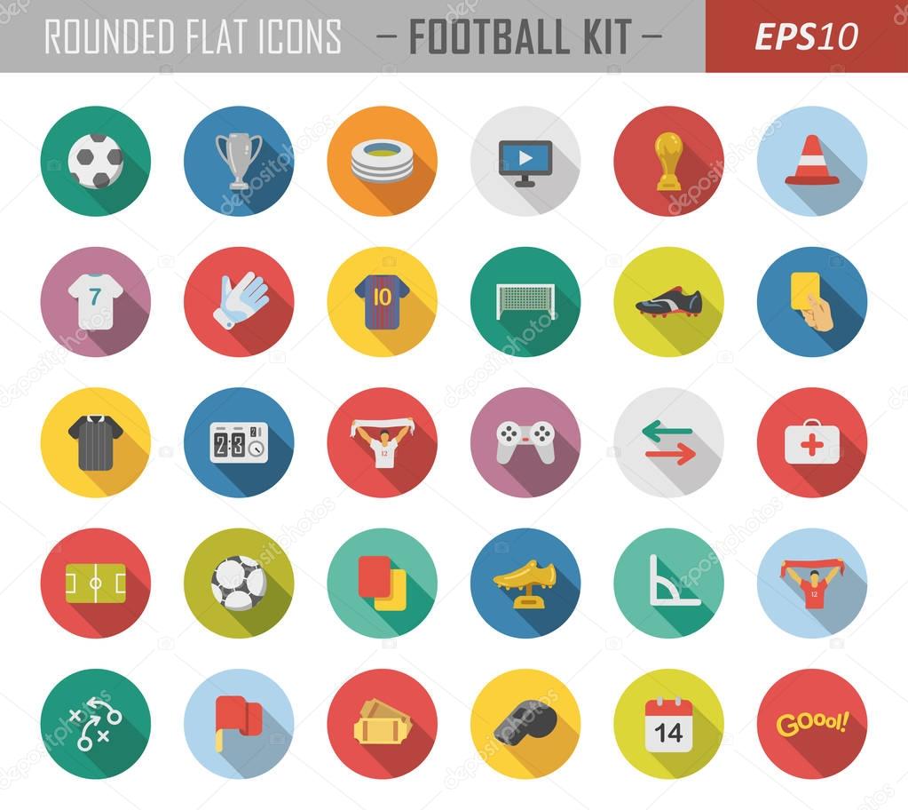 Rounded flat football icons
