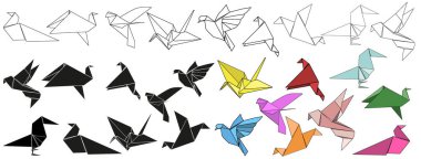 vektör, origami kuş, Vinç