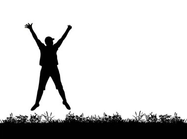 Vektör, atlama bir kadın silüeti