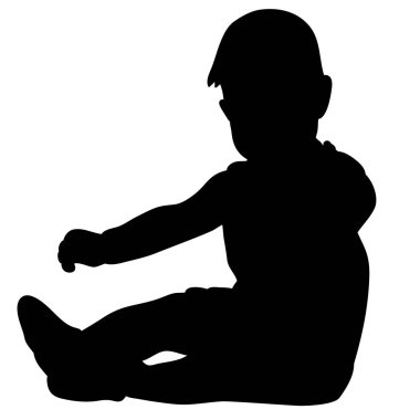 Vektör, izole bir bebek oturma silüeti