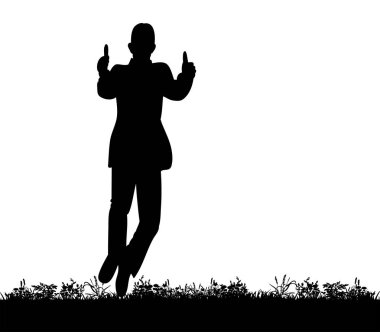 Vektör, Zıplama, sevinç bir adam silüeti