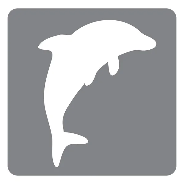 Dolphin on gray background silhouette icon — Stock Vector